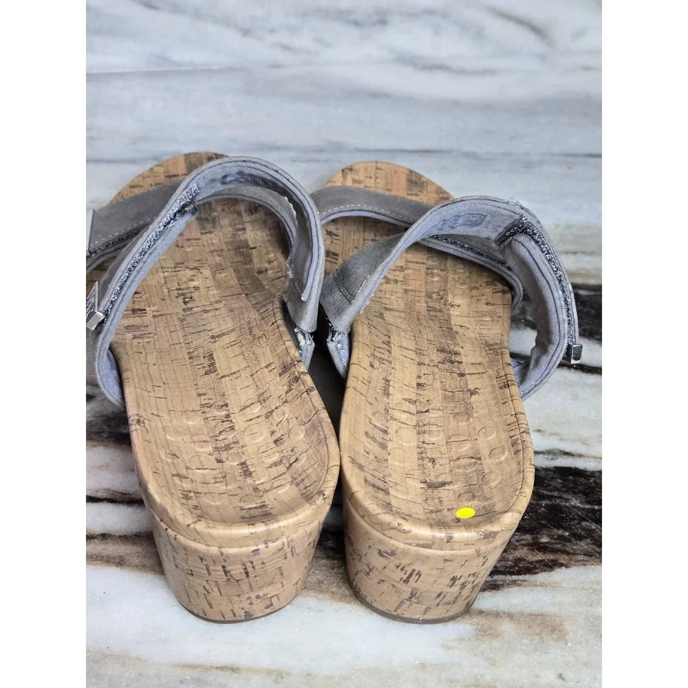 Vionic Pepper Ruched Grey Wedge Slide Sandals Orthotic Comfort Straps Womens‎ 9